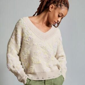 By Anthropologie Textured V-Neck Sweater Size XS